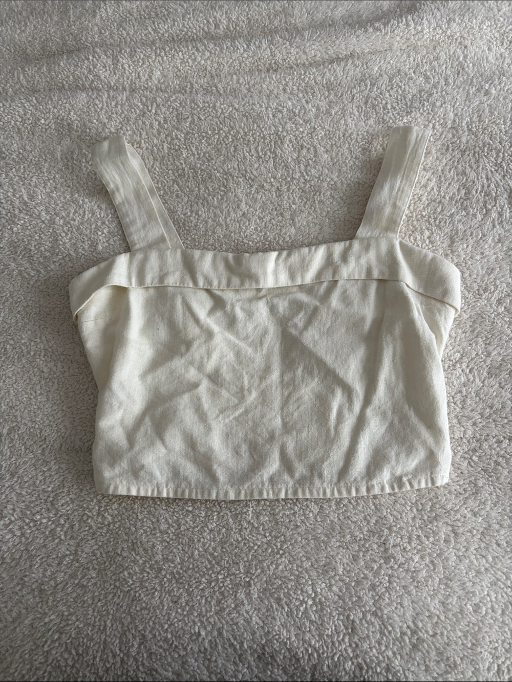 Abercrombie & Fitch Ivory Square-Neck Cropped Tank